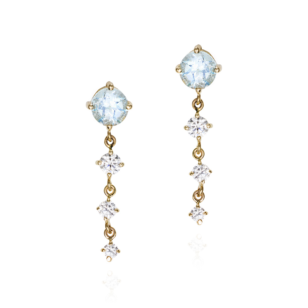 Pendientes largos de oro 9K topacio y circonitas