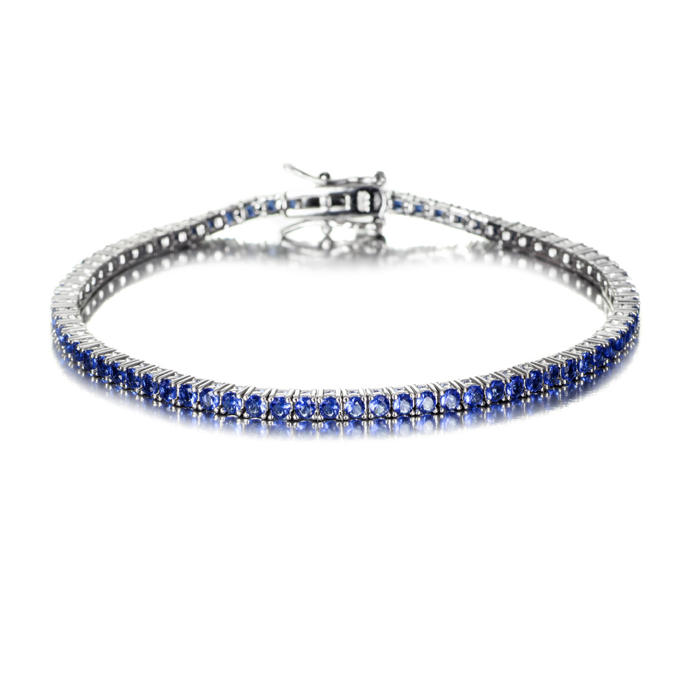 Pulsera de plata riviere circonitas azules 2 mm