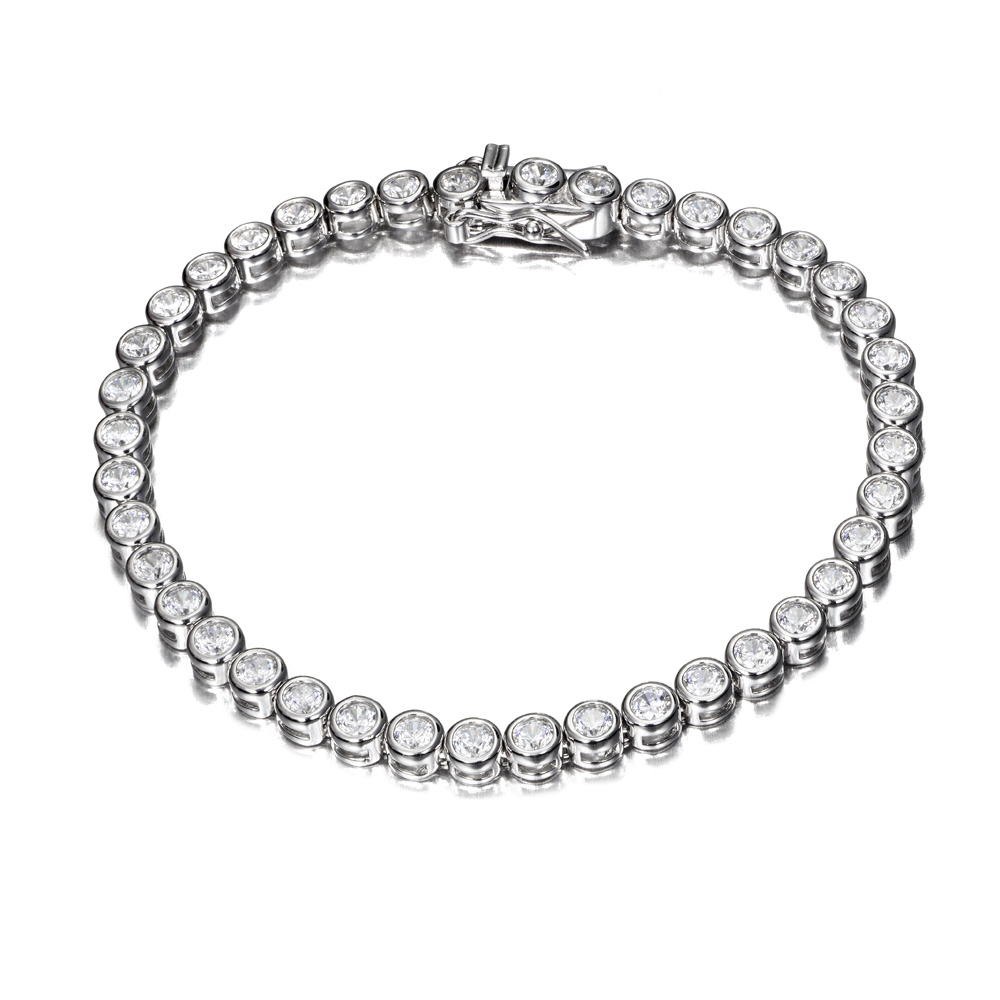 Pulsera de plata riviere chatón circonitas 3 mm