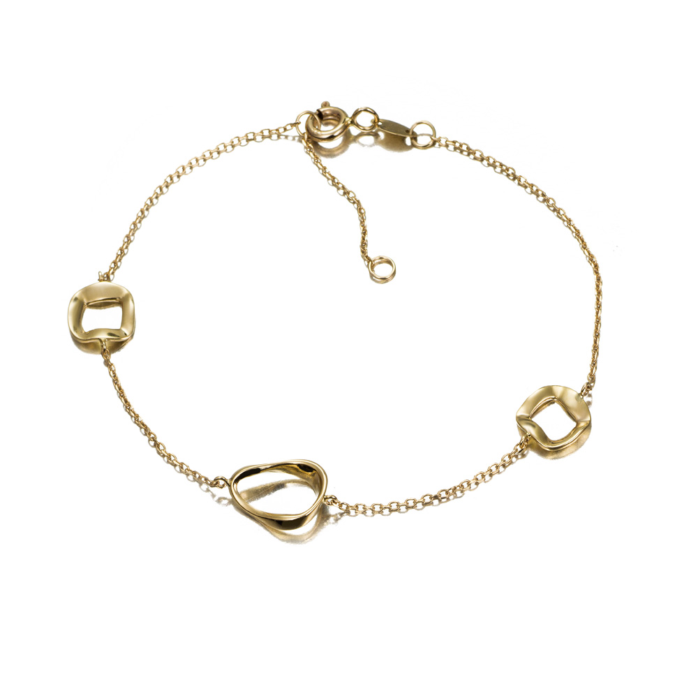 Pulsera de oro 9K eslabones lisos irregulares