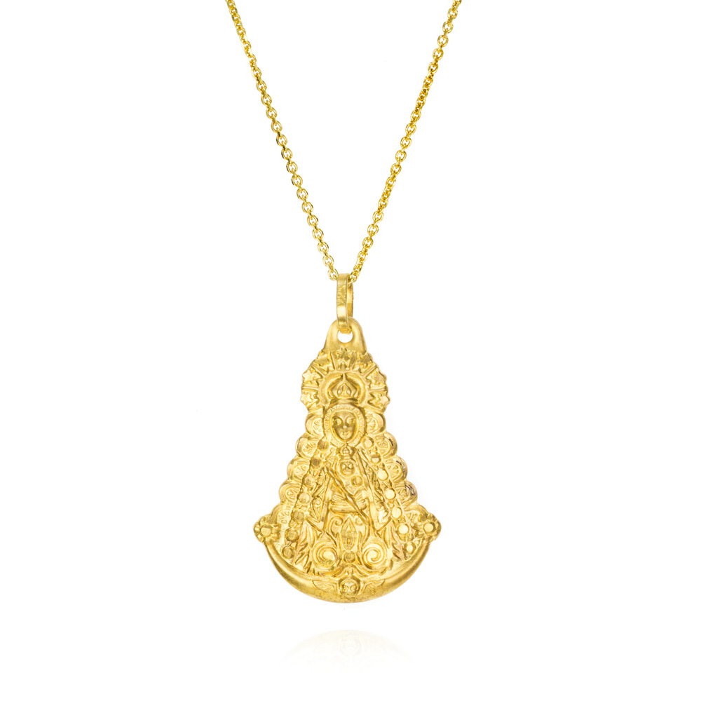 Cadena con medalla bañada de oro Virgen del Rocío