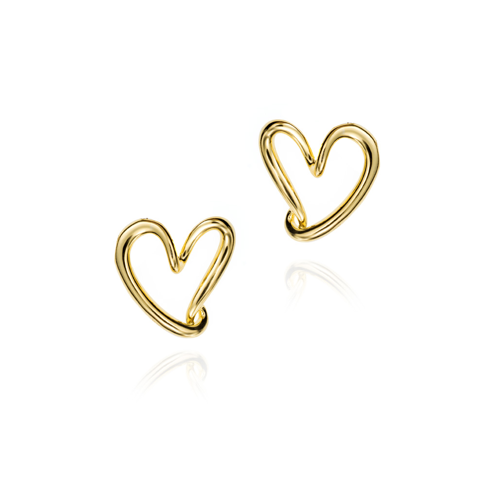 Pendientes de plata bañada corazón liso