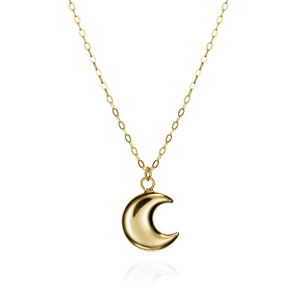Colgante con cadena de oro 9K luna lisa esmalte
