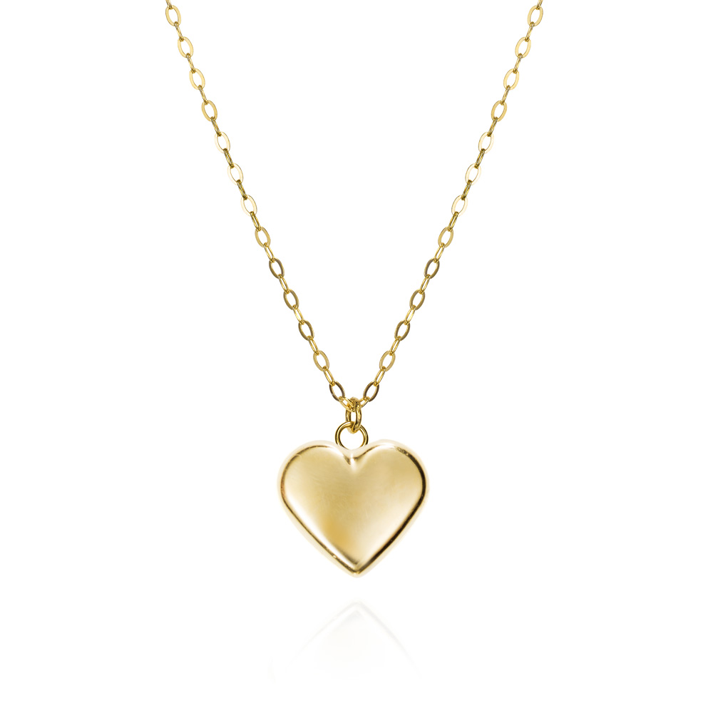 Colgante con cadena de oro 9K corazón liso