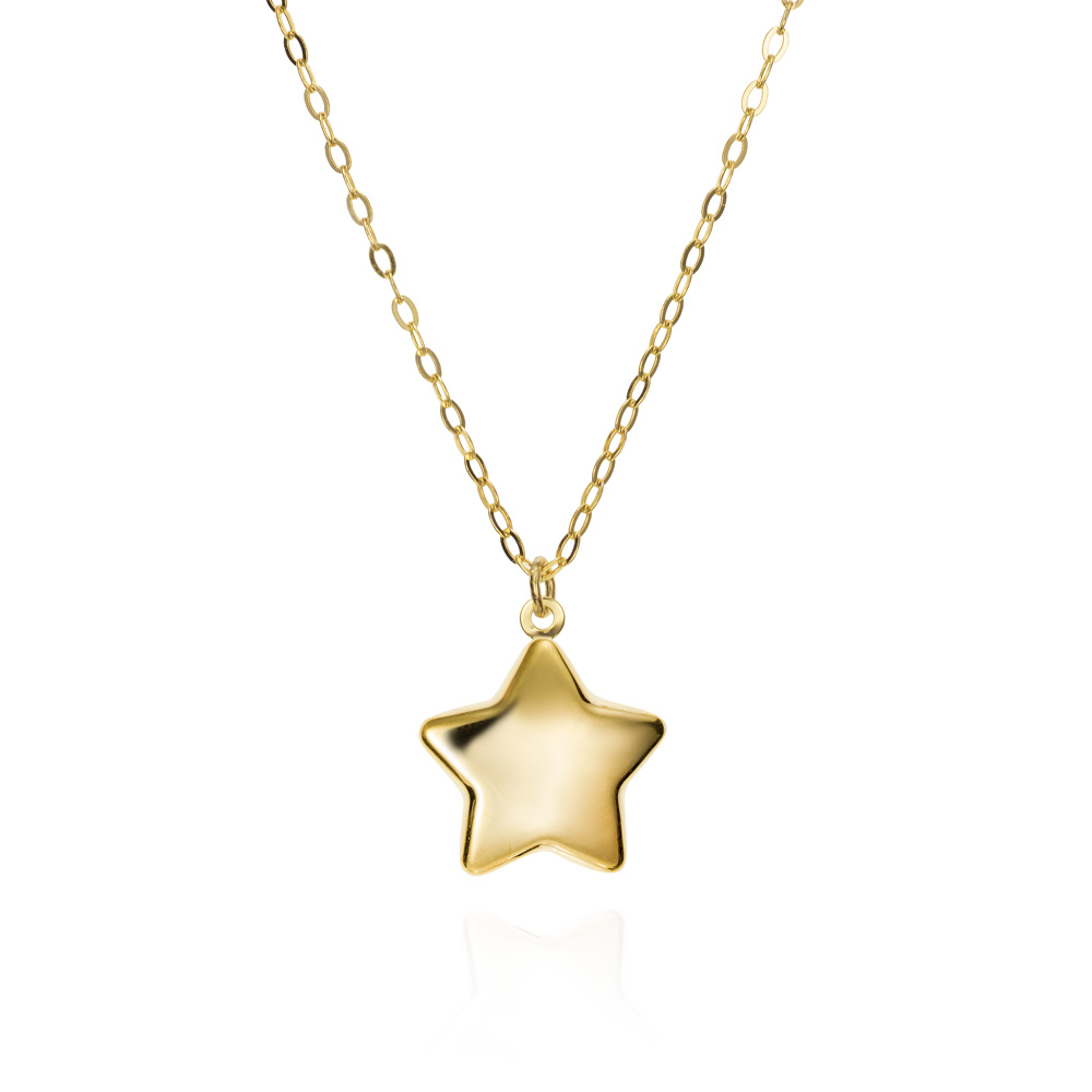 Colgante con cadena de oro 9K estrella lisa