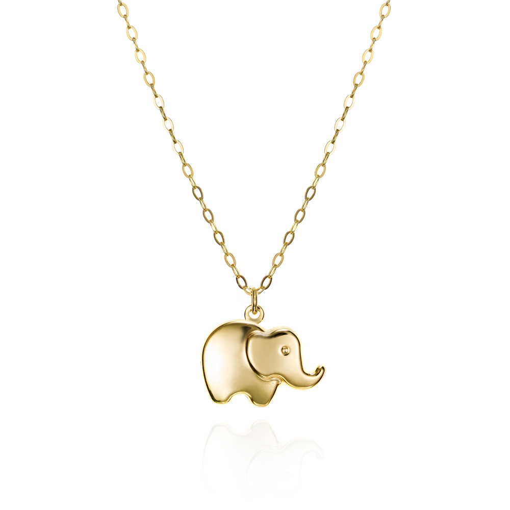 Colgante con cadena de oro 9K elefante liso