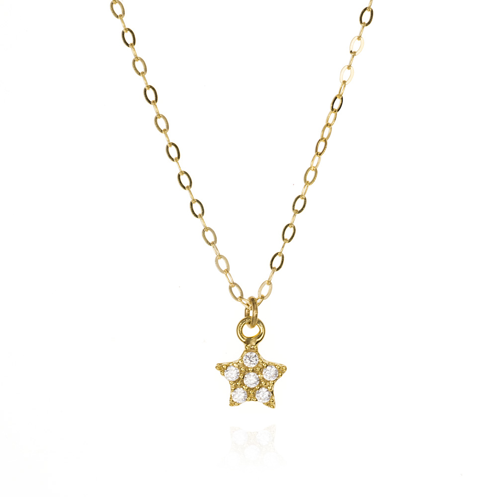 Colgante con cadena oro 9K circonitas estrella