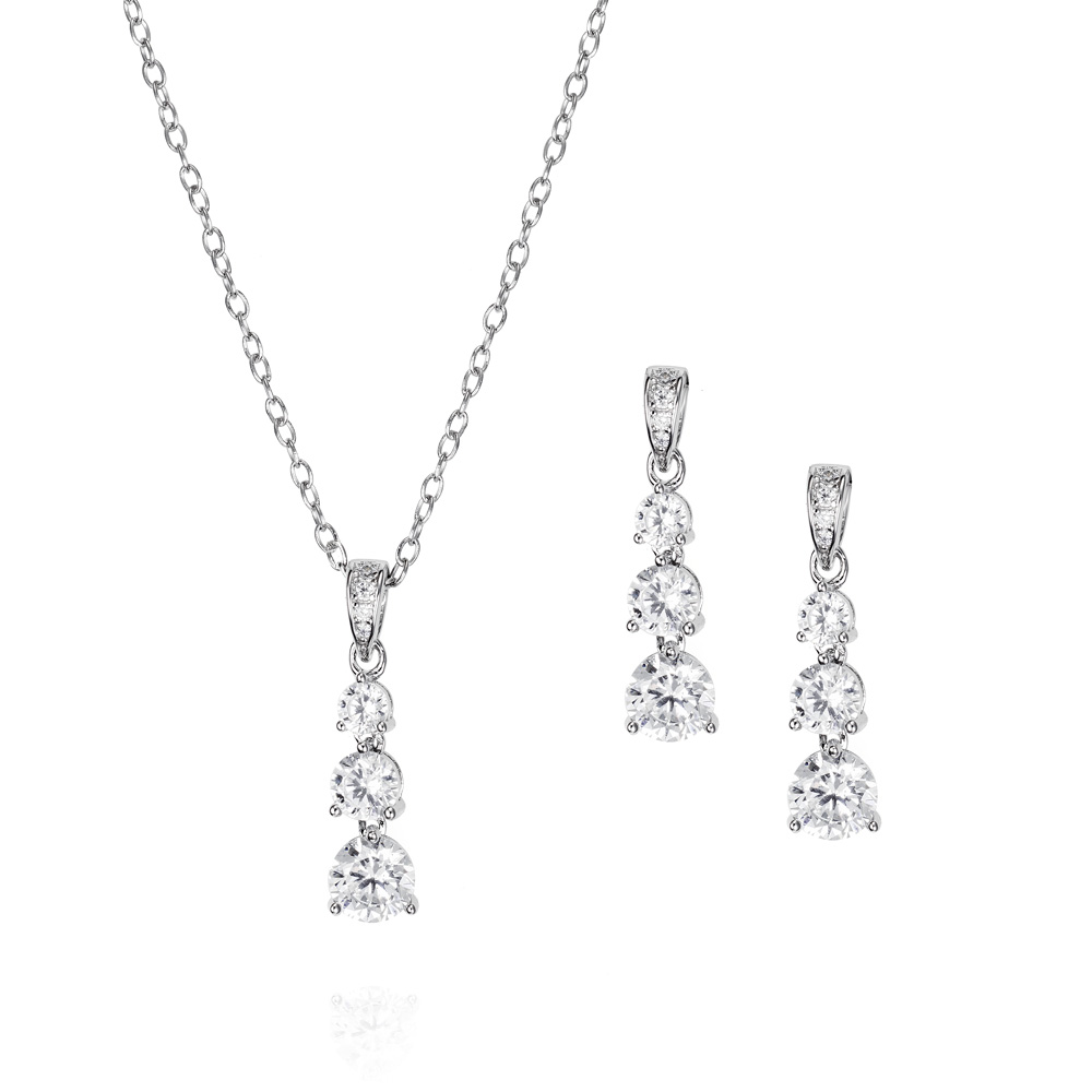 Juego de plata tresillo circonitas disminución