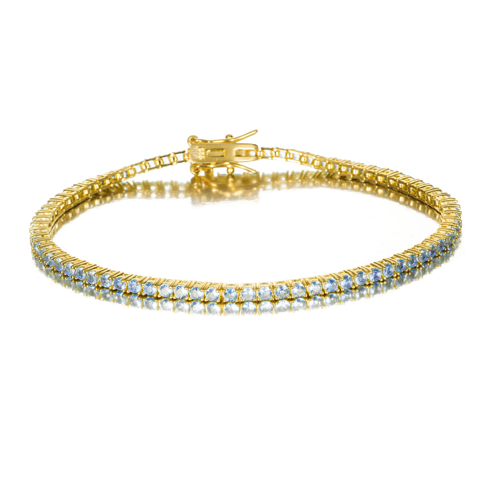 Pulsera rivière de plata bañada de oro 2 mm circonita amarilla
