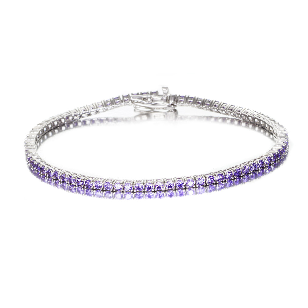 Pulsera rivière de plata 2 mm circonita amatista