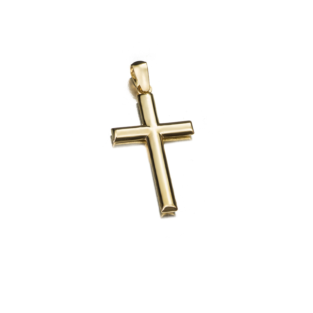 Cruz de oro 9K lisa redonda 21x12 mm