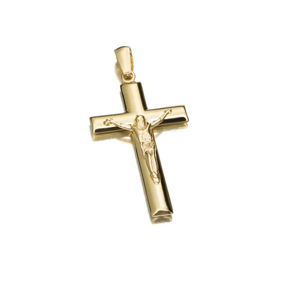 Cruz de oro 9K oval con Cristo 25x15 mm