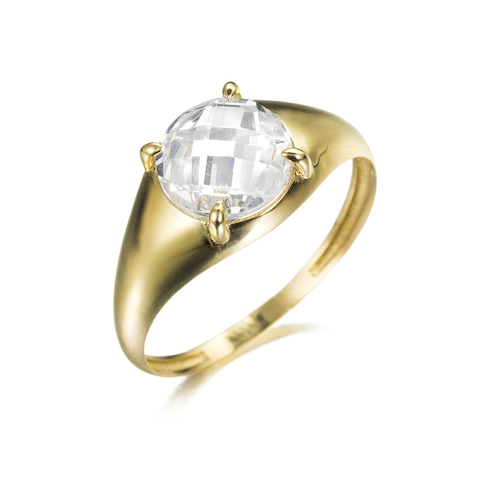 Sortija de oro 9K con circonita redonda